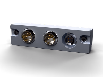 Hirose/TA5 rear module: two TA5 outputs and the 4-pin Hirose power input