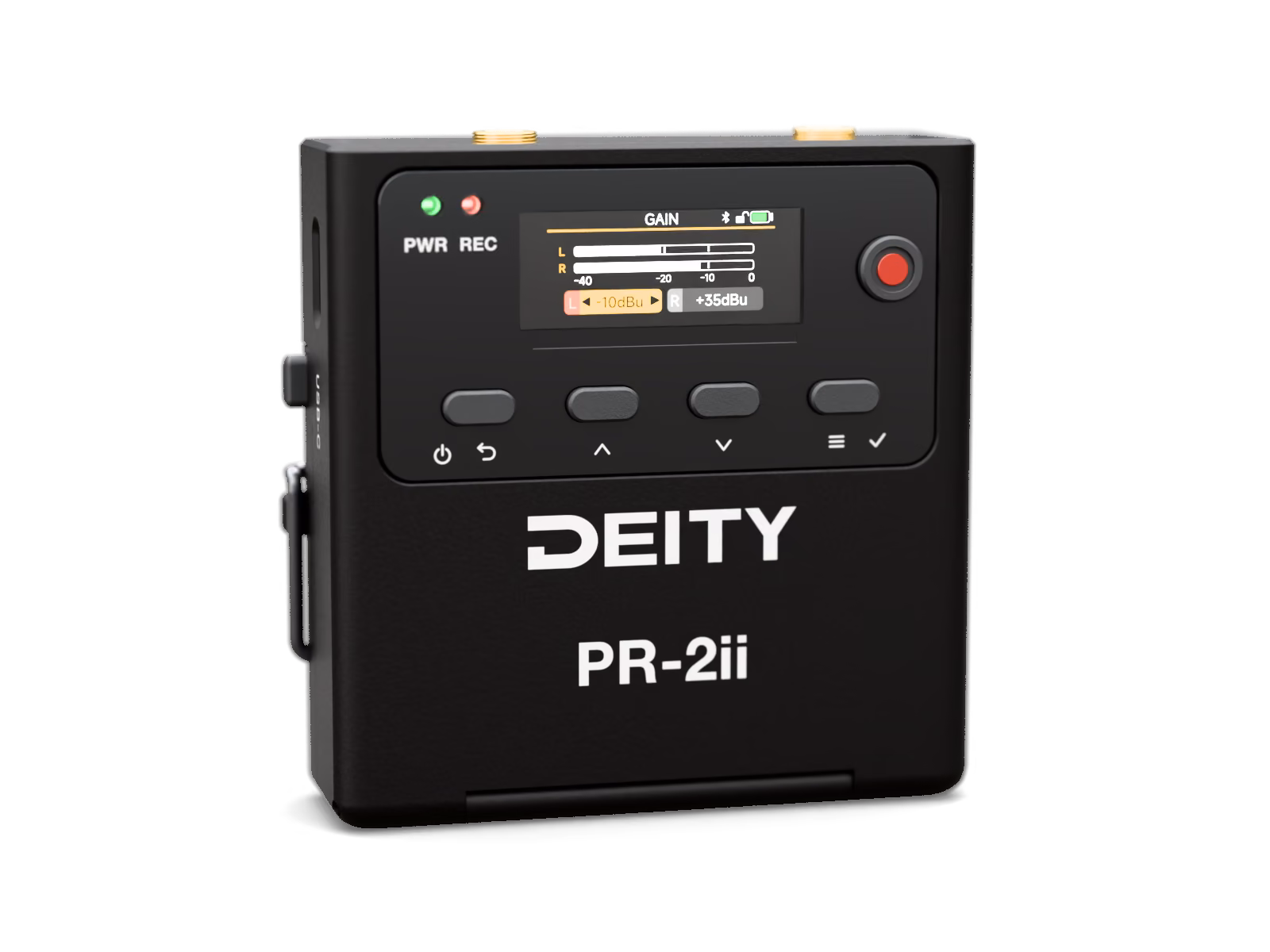 PR-2ii display showing gain adjustment for left and right channels