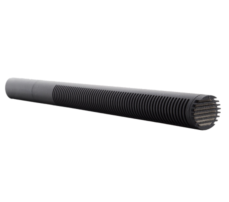 Black medium length XLR Shotgun microphone for outdoor use