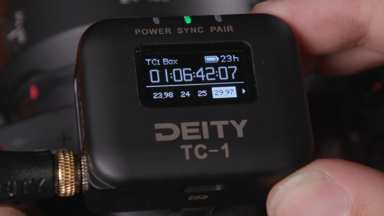 Deity TC-1 time code generator frame rate setting.