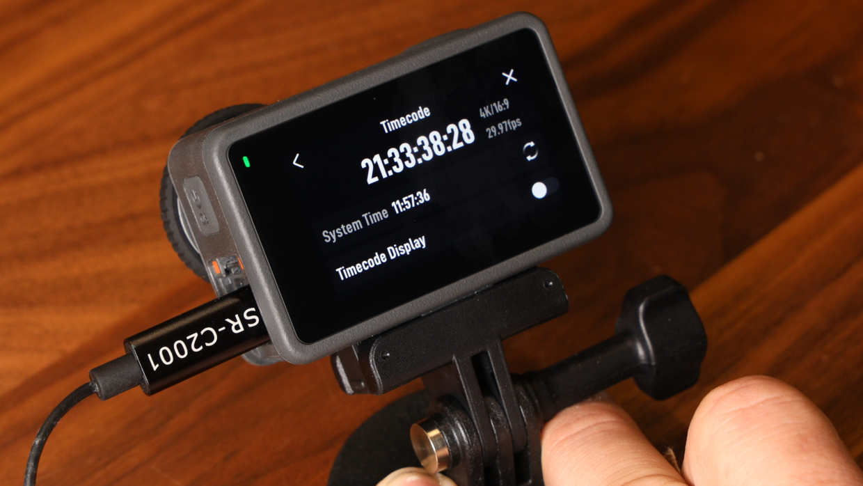 Deity TC-1 and Saramonic SR-C2001 connected to DJI Osmo Action 3. Setting up timecode on DJI Osmo action 3