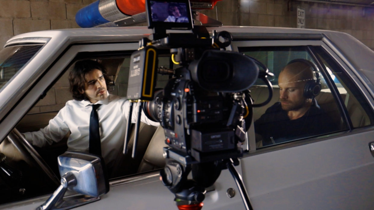 Detective actor on re-creation set of David Fincher's Se7en. Canon C300 and Deity DUO-RX