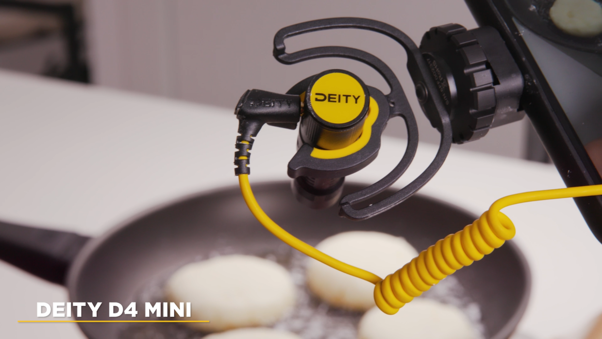 filming a cooking video with iphone and Deity V-Mic D4 mini