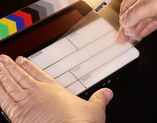 Applying a screen protector to a film slate