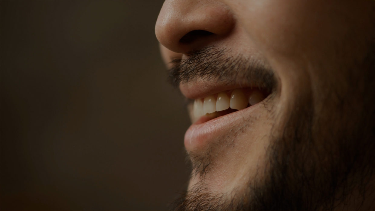 close up of mans mouth