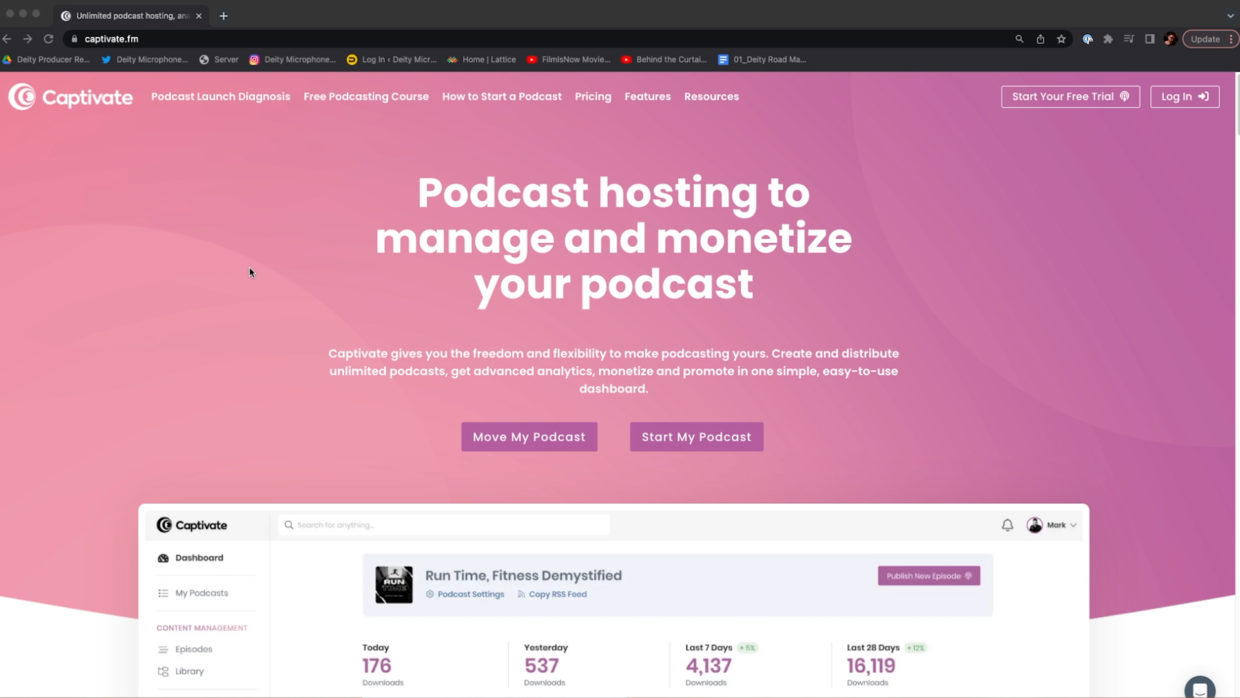 Captivate podcast hosting