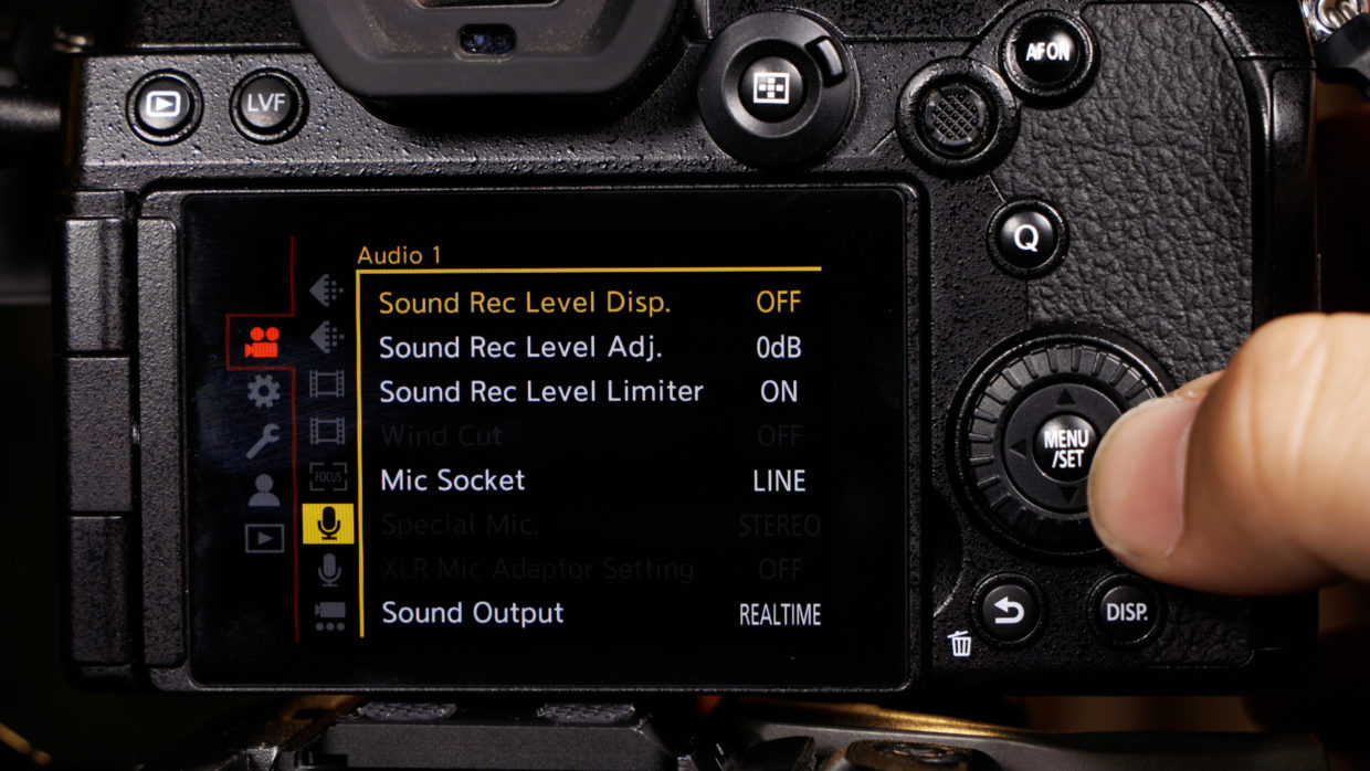 Pansonic S5, S5ii, & S5iix menu. audio settings