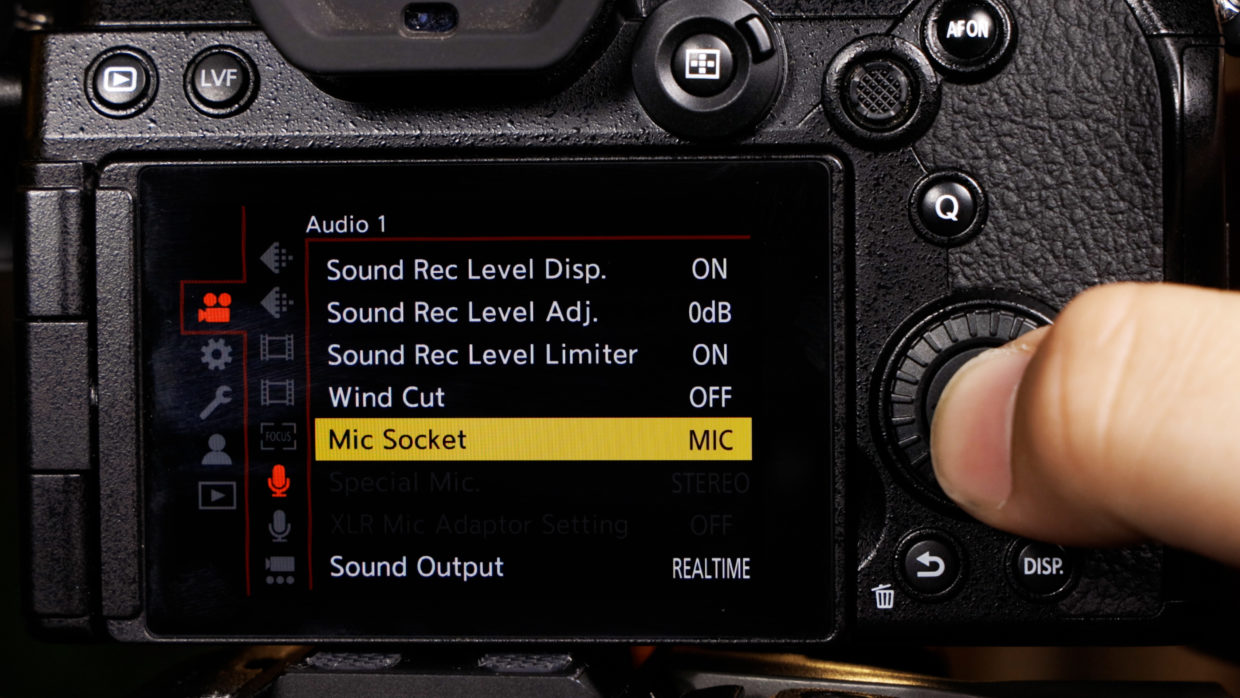Pansonic S5, S5ii, & S5iix menu. audio settings
