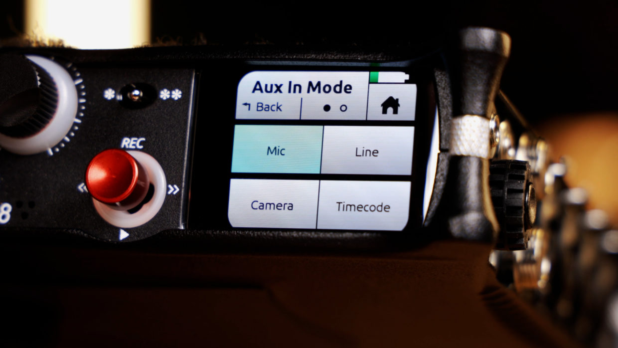 Sound Devices MixPre-10 menu. Aux in mode