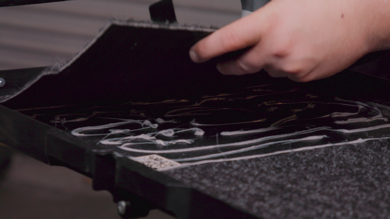 gluing outdoor carpet on Olympia XL sound cart