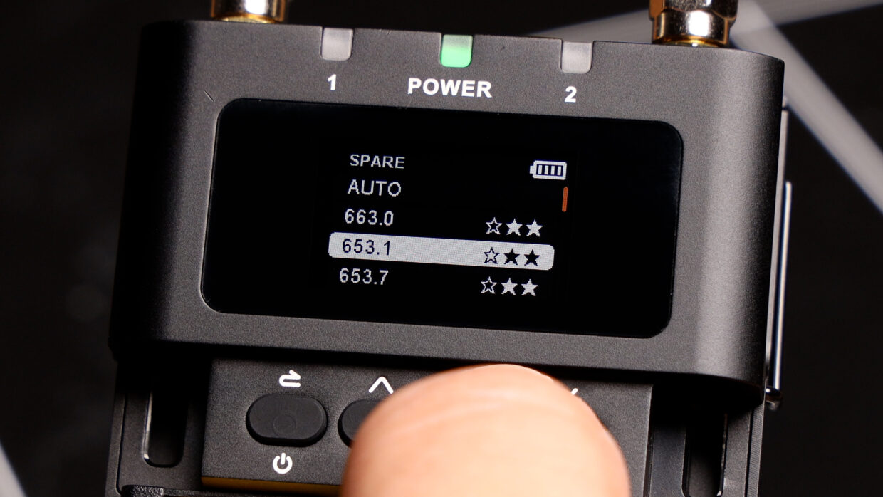 Deity THEOS UHF receiver showing spare frequencies