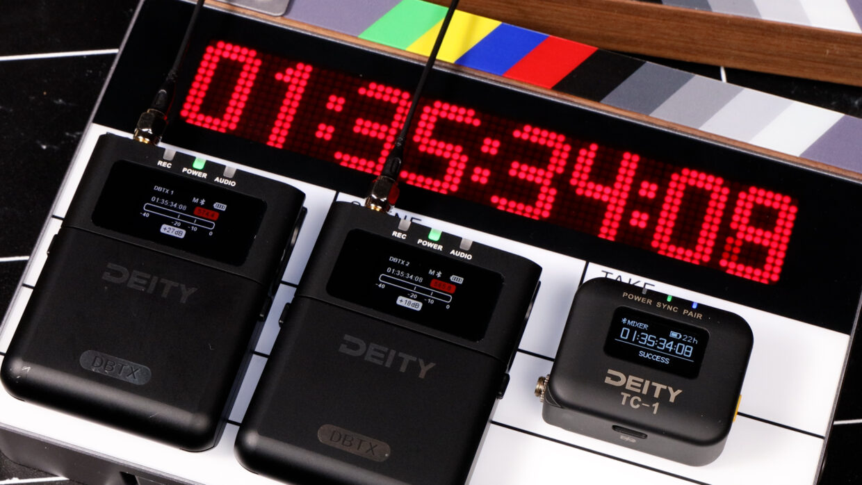 Deity timecode devices in sync. DBTX. TC-1. TC-SL1