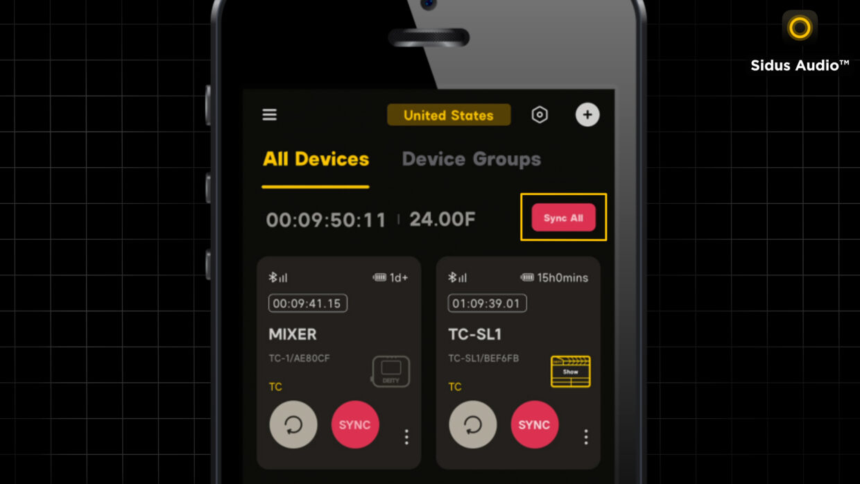 Deity Sidus Audio App sync all button