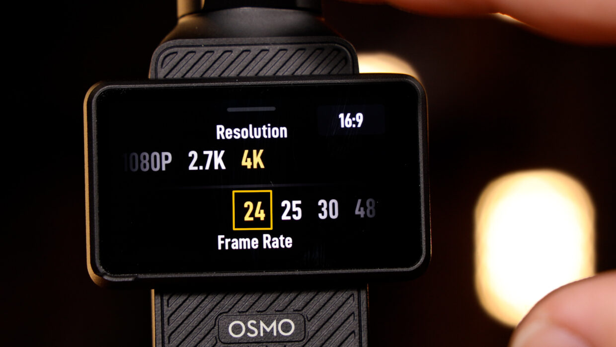 DJI Osmo Pocket 3 frame rate settings