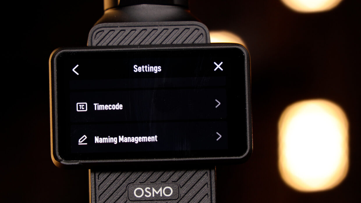 DJI Osmo Pocket 3 settings menu