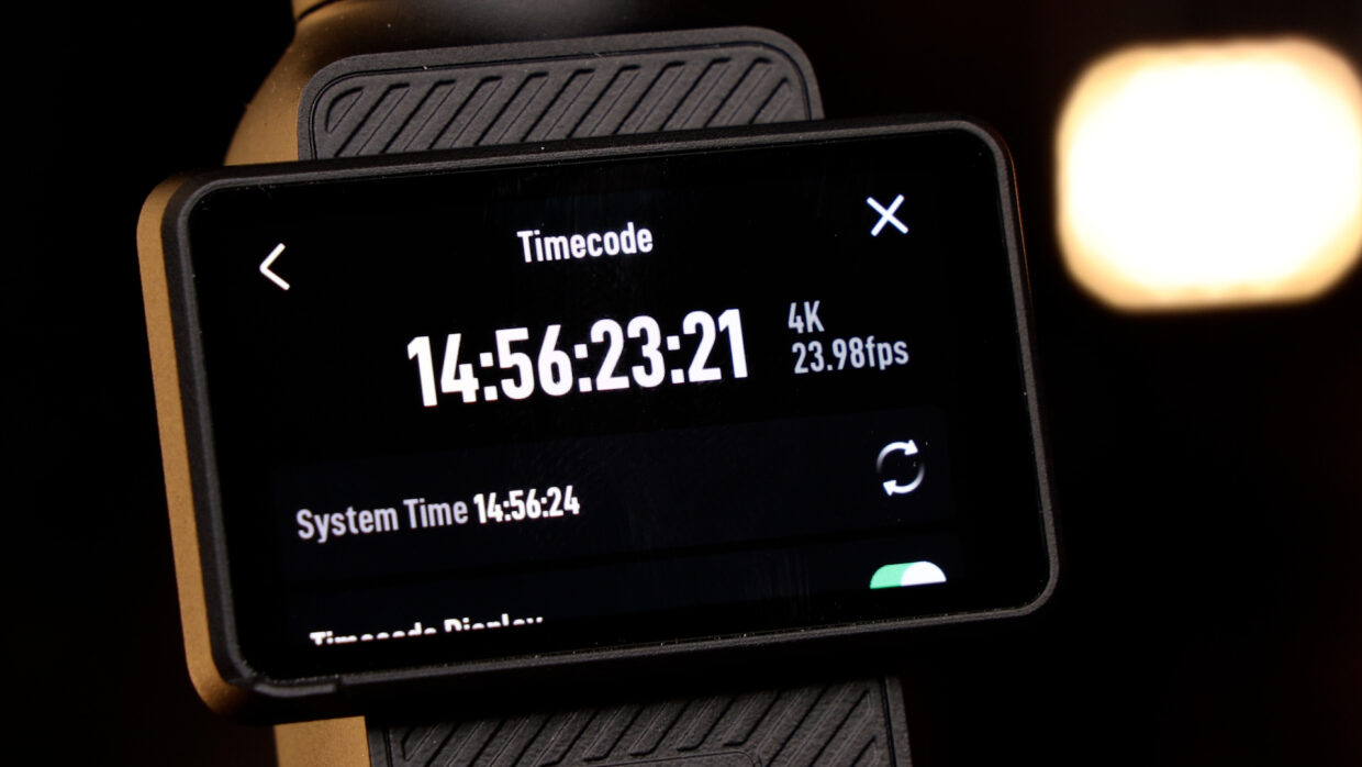 DJI Osmo Pocket 3 timecode menu