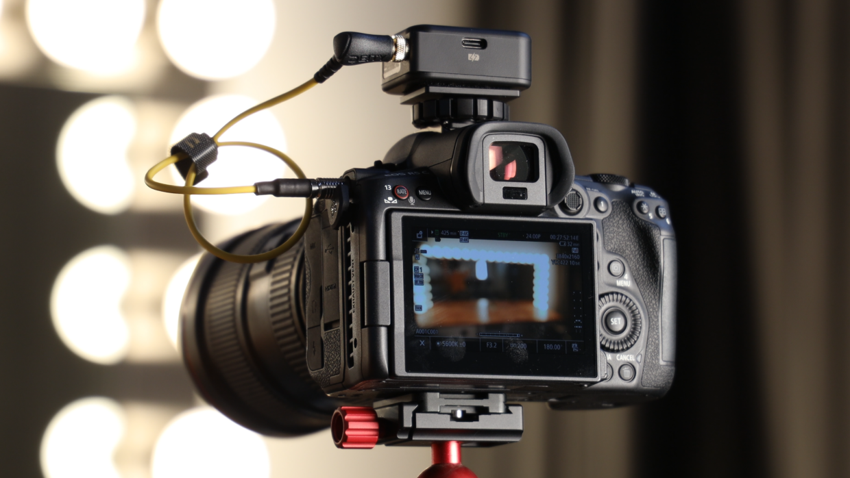 Deity TC-1 giving timecode to Canon EOS R5C