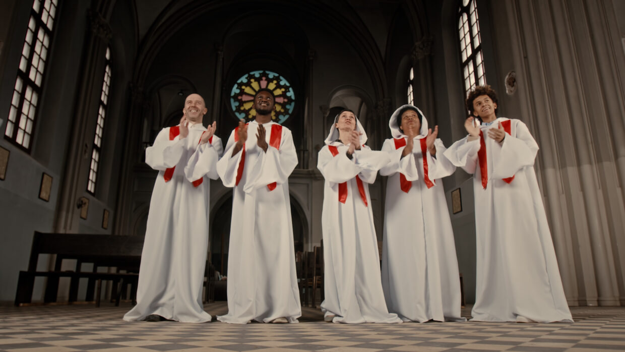 Choir singing in house of worship
