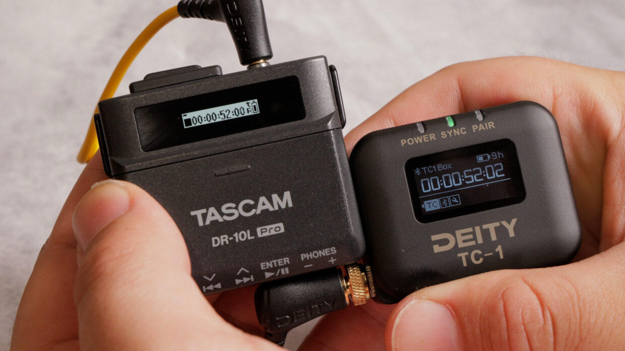 Tascam DR-10L connected to Deity TC-1