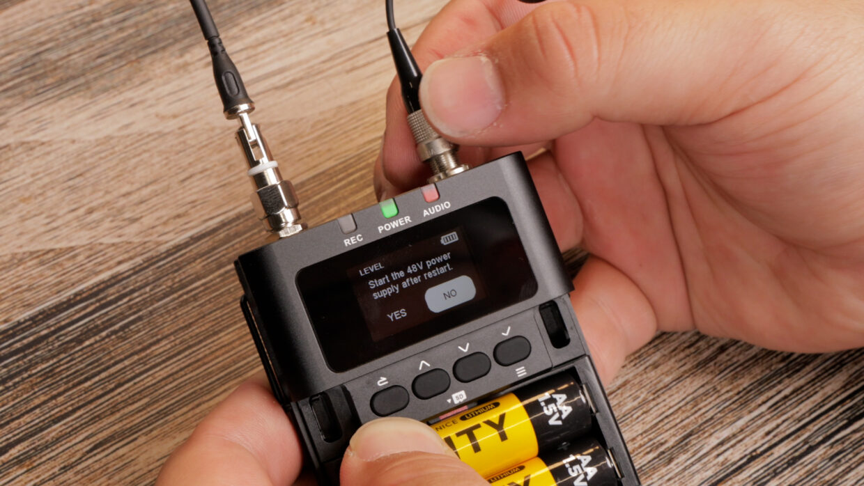 Removing the lavalier on the Deity DLTX before enabling phantom power